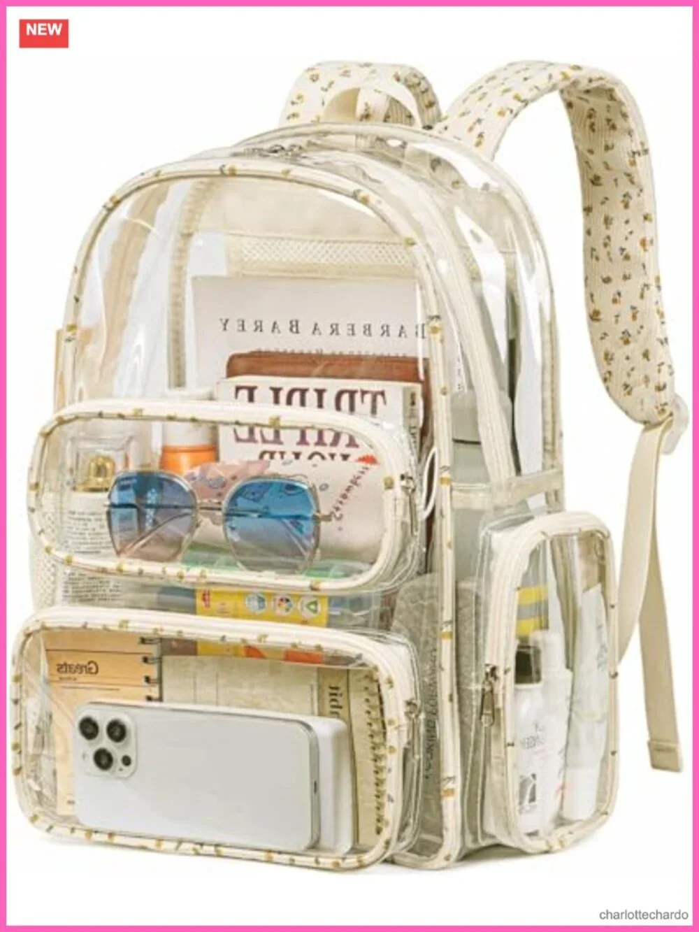 Heavy Duty See Through Backpack Bookbag for College Work Travel Security Stadium